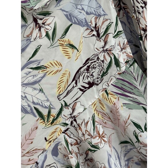 Maje Rivale Asymmetric Wrap High Low  Dress White Tiger & Florals Women's Sz L - Picture 5 of 6